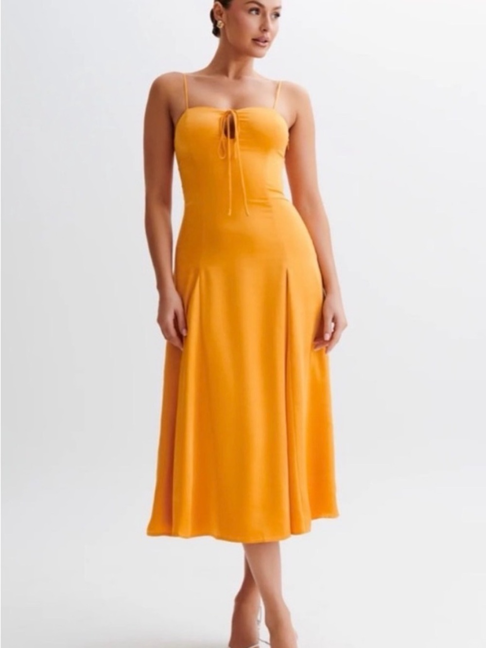 Meshki - tangerine Spaghetti-Strap Midi Dress